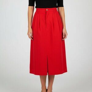 Vintage Women's Eaton Attitude Denim Skirt Midi Pencil y2k 2000s 90s Red Size 7